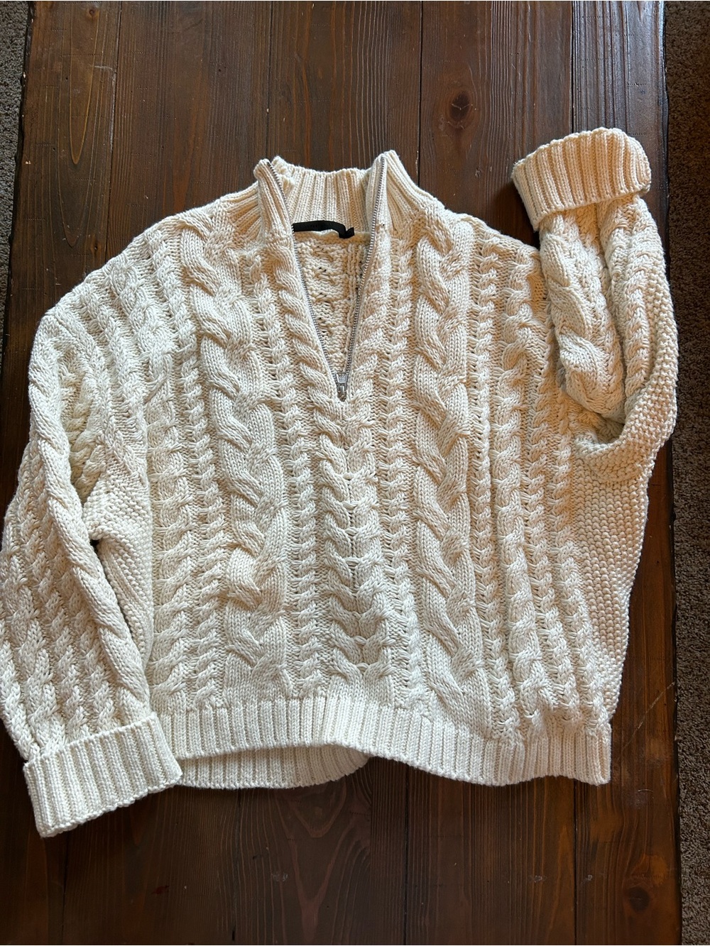 Jenni Kayne Cotton cable half zip sweater